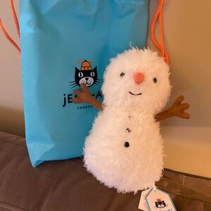 BNWT Jellycat Little Snowman Plush with White Fluffy Body